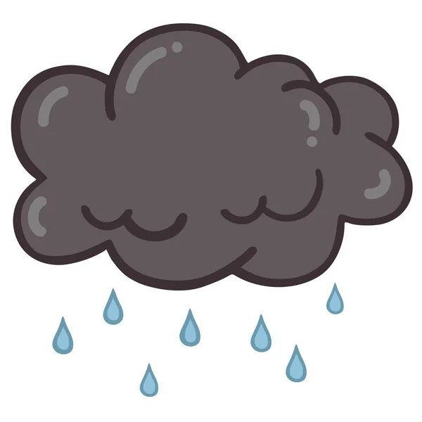 Cloud Rain Grey Dark Raindrop Drawing Doodle Vector Illustration Icon — Archivo Imágenes Vectoriales