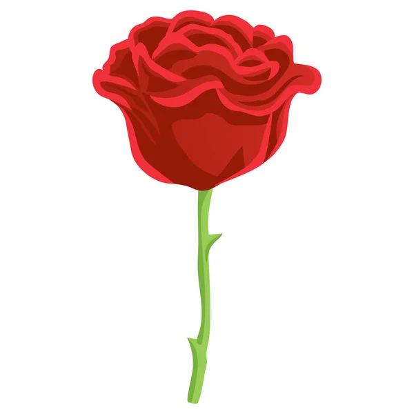 Red Rose Bud Flor Floral Diseño Plano Vector Arte Dibujo — Archivo Imágenes Vectoriales