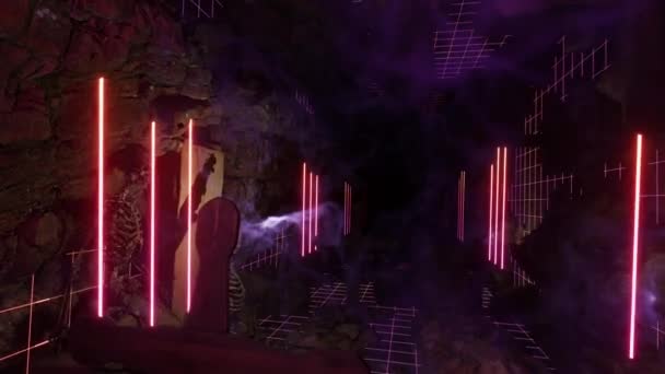 Dark Stone Tunnel Retro Bewegingsmateriaal Voor Avonturenfilms Filmische Mysterie Verborgen — Stockvideo