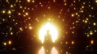 Kutlama ve Budizm sahnesinde reklam ve duvar kâğıdı için 3 boyutlu illüstrasyon. Festival konseptinde 3B canlandırma.