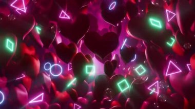 Bubbles Heart in Love Neon, romantik filmler ve sahnedeki sinematik filmler için bir film. Sahne, başlık ve logolar için de iyi bir geçmiş..