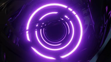 Reklam ve duvar kağıtları için retro ve bilim kurgu siber punk sahnesinde 3 boyutlu illüstrasyon. Dekoratif konseptte 3B canlandırma.