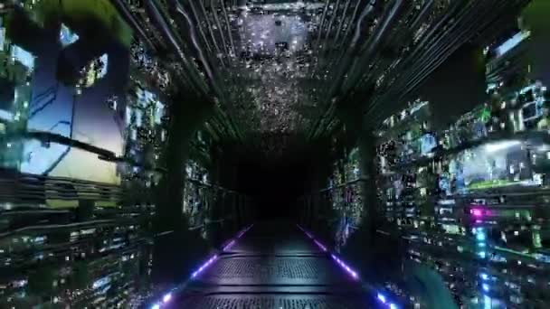 Digital Wiring Network Tunnel Science Fiction Est Une Séquence Vidéo — Video