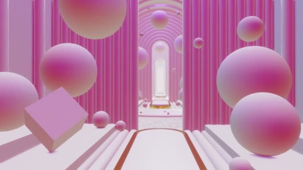 Scène Abstraite Pastel Color Geometry Tunnel Est Une Séquence Vidéo — Video