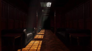 Mimarlık ve iç mekan alanında üç boyutlu illüstrasyon ve duvar kâğıdı. Dekoratif konseptte 3B canlandırma.