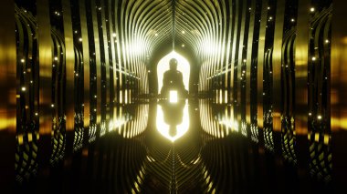 Kutlama ve Budizm sahnesinde reklam ve duvar kâğıdı için 3 boyutlu illüstrasyon. Festival konseptinde 3B canlandırma.