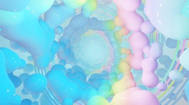 Reklam ve sanat retro ve holografik sahne duvar kağıtları için 3 boyutlu illüstrasyon arka planı. Dekoratif konseptte 3B canlandırma.