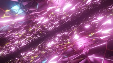 Reklam ve duvar kağıtları için retro ve bilim kurgu siber punk sahnesinde 3 boyutlu illüstrasyon. Dekoratif konseptte 3B canlandırma.