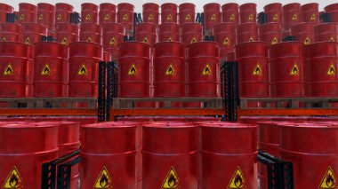 Yatırım ve petrol depolama sahnesinde reklam ve duvar kağıdı için 3 boyutlu illüstrasyon. Dekoratif konseptte 3B canlandırma.