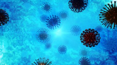 Reklam ve mikrobiyoloji sahnesinde duvar kâğıdı için 3 boyutlu illüstrasyon arka planı. Dekoratif konseptte 3B canlandırma.