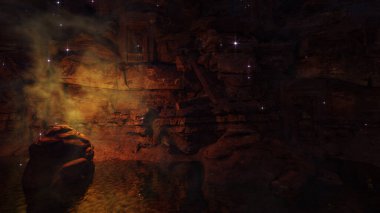 Reklam ve duvar kağıtları için doğada ve reklam sahnesinde 3 boyutlu illüstrasyon. Dekoratif konseptte 3B canlandırma 