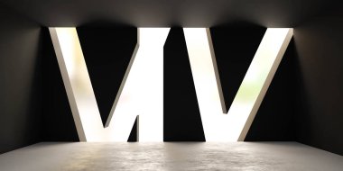 soyut boş stüdyo siyah duvar arkaplanı ışık yarıkların arasından parlıyor 3D görüntüleme