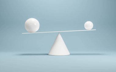 Soyut geometrik nesnelerle soyut beyaz tartı çizimi 3d