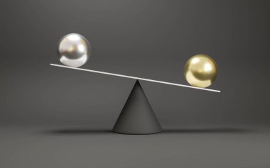 Soyut geometrik nesnelerle soyut beyaz tartı çizimi 3d