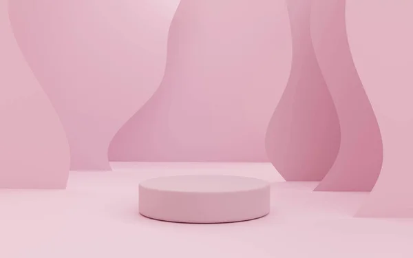 Абстрактный розовый подиум для представления продукта 3D рендеринг иллюстрации — стоковое фото