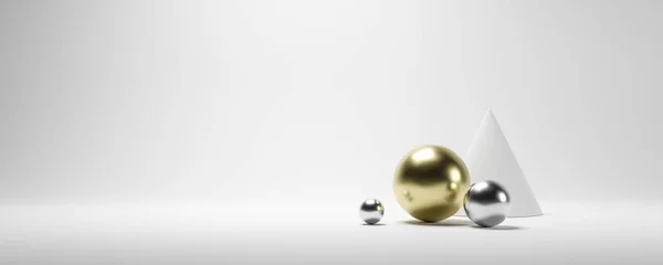 Černý tmavý nízký klíč luxusní stříbro zlato a bílé abstraktní objekty pozadí. 3D vykreslení ilustrace — Stock fotografie