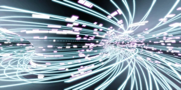 Голубой и розовый неон кибер-панк абстрактные технологии обои с лазерным светом движения размытие концепция 3d рендеринга иллюстрации будущей технологии данных шоссе интернет-соединения концепции движения сети — стоковое фото