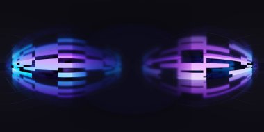 Tam 360 derecelik karanlık fütürist neon stüdyo iç mimari görüntü hdri hdr vr