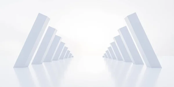 Colunas brancas no ambiente branco brilhante espaço de fundo ilustração renderização 3d — Fotografia de Stock