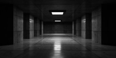 Koyu beton bodrum arkaplan 3D çizim