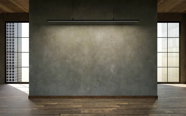 Τσιμεντένιος τοίχος με copy space μοντέρνο βιομηχανικό design studio loft σαλόνι φόντο με μεγάλους τσιμεντένιους τοίχους. 3d καθιστούν απεικόνιση — Φωτογραφία Αρχείου