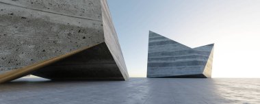soyut beton bina dış ortam arkaplan 3d resimleme