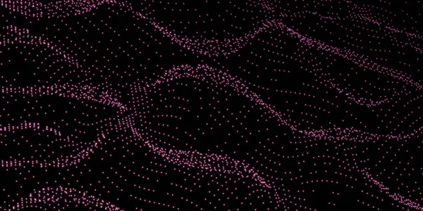 Red de malla de punto de tecnología violeta roja abstracta en el espacio oscuro. ilustración de renderizado 3d —  Fotos de Stock