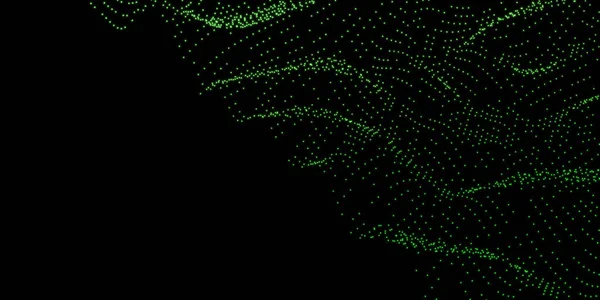 Red de malla de punto de tecnología verde abstracta en el espacio oscuro 3d render illustration —  Fotos de Stock