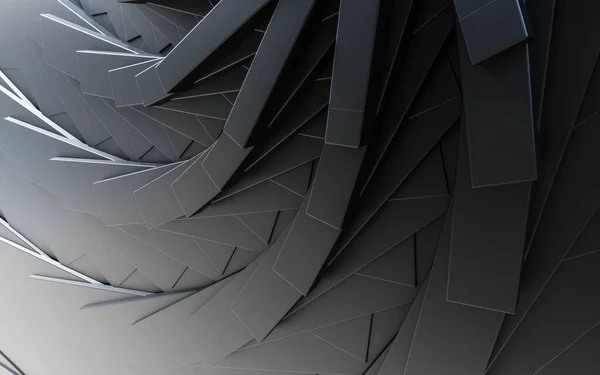 Чорний круглий візерунок геометричної форми фон з яскравим освітленням 3d ілюстрація рендеринга — стокове фото