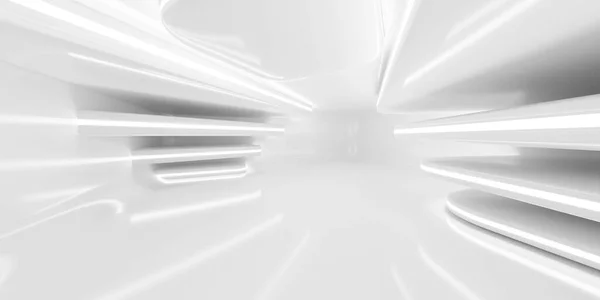 Λευκό μινιμαλιστική τεχνολογία φώτα φόντο αφηρημένη 3d καθιστούν εικονογράφηση — Φωτογραφία Αρχείου