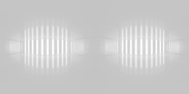 360 derece tam panorama çevre haritası. Parlak zemini ve yansımaları olan boş modern beyaz stüdyo odasının 3D görüntü hdri hdr vr sanal gerçekliği