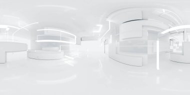 360 derece tam panorama çevre haritası beyaz minimalist teknolojinin arka plan ışıklarını soyut 3d görüntüleme hdri hdr vr sanal gerçekliği