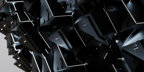 Dark black technology computer surface 3d render illustration — Φωτογραφία Αρχείου