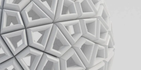 Abstrakt vit geometrisk form objekt med slumpmässigt mönster 3D render illustration — Stockfoto