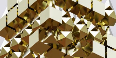 soyut altın küp görselleştirmesi 3D canlandırma