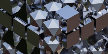 soyut gümüş küp görselleştirme 3D canlandırma