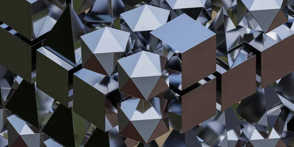 Abstracto plata cubo visualización 3d renderizado ilustración —  Fotos de Stock