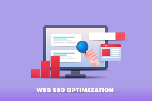 Concepto Estilo Optimización Sitios Web Mejorar Posicionamiento Del Motor Búsqueda — Vector de stock