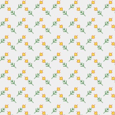 Basit vektör pikseli sanatı soyut açan sarı fantezi çiçeklerinin renksiz deseni