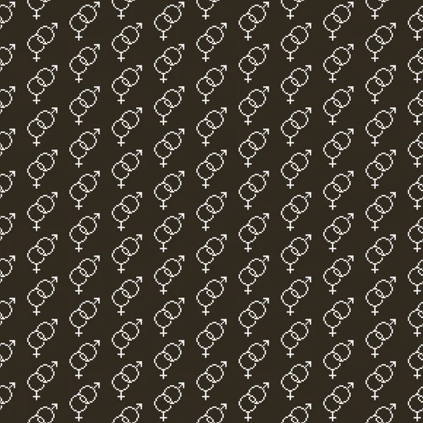 Einfache Vektorpixelkunst Schwarz Weiß Nahtloses Muster Minimalistischer Abstrakter Miteinander Verflochtener — Stockvektor