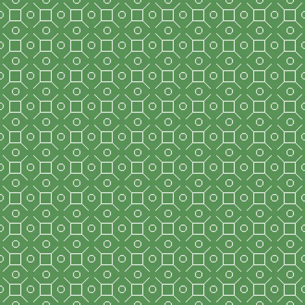 Einfache Vektor Pixelkunst Nahtloses Muster Minimalistischer Abstrakter Quadrate Rauten Kreise — Stockvektor