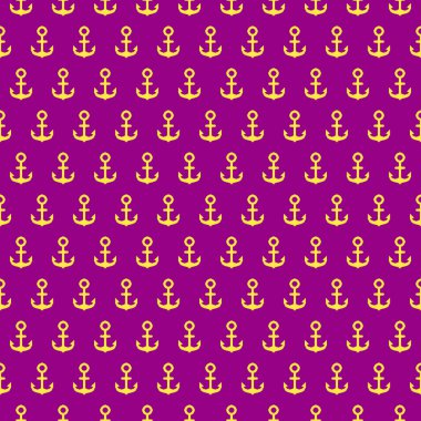 Basit vektör pikseli sanat çok renkli kadife menekşe arka planda donanma mavisi gemi çapasının sonsuz deseni. Geçmişe dönük video oyunları tarzında donanma mavisi gemi çapasının kusursuz deseni