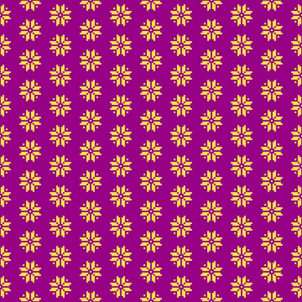 Vetor Simples Pixel Arte Multicolorido Diagonal Sem Costura Padrão Flores — Vetor de Stock