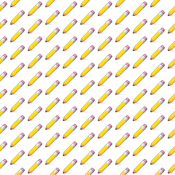 Простой Векторный Пиксельное Искусство Бесшовный Шаблон Мультфильма Желтый Карандаш Розовым — стоковый вектор