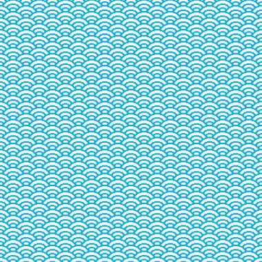 Basit vektör pikseli kusursuz desen minimalist mavi renk Japon su dalgaları deseni