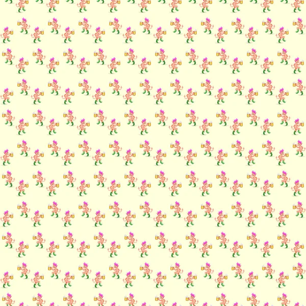 Basit vektör pikseli kusursuz çizgi film fantezisi çıplak dans eden şeytan, elf, gremlin, troll, satir, faun, pan ya da cin.