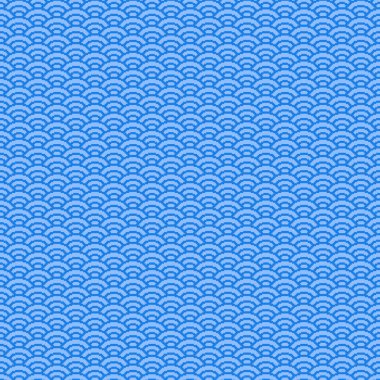 simple vector pixel art seamless pattern of minimalistic light blue scaly japanese water waves pattern