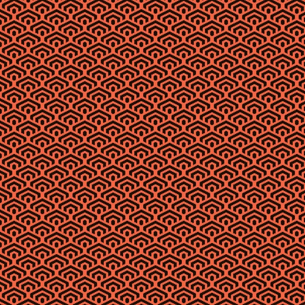 Jednoduchý Vektor Pixel Umění Červené Černé Bezešvé Vzor Minimalistický Geometrické — Stockový vektor