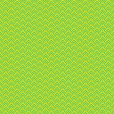 Japon tarzı minimalist geometrik pullu eşkenar dörtgen desenli basit vektör pikseli yeşil ve sarı dikişsiz desen