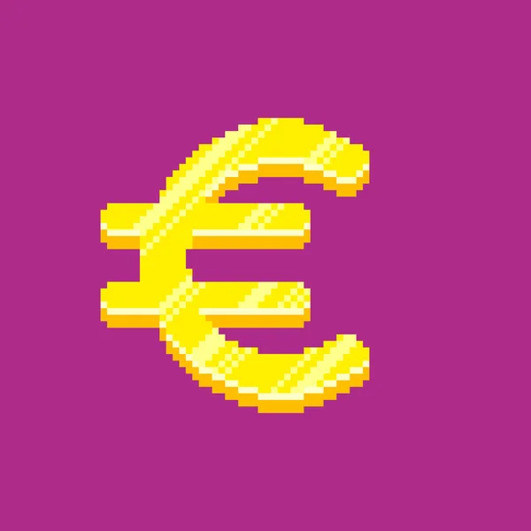 Illustration Simple Colorée Symbole Jaune Doré Euro Avec Débordement — Image vectorielle